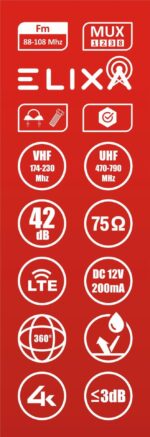 Red Eagle Elixa Εξωτερική Κεραία TV Λήψης 360° με Ενισχυτή 42dB Κατάλληλη για Σκάφη, Camping & Τροχόσπιτα 220VAC & 12VDC - Image 3