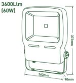 Luceco Προβολέας LED 60W 3600lm IP65 Φυσικό Λευκό 4200K Γκρι LCFL60W-01 - Image 2