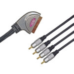 Καλώδιο Scart Αρσενικό σε 4x RCA Αρσενικά Audio In/Out 1.5m Μαύρο E-Space NX1165