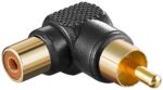Adaptor RCA Αρσενικό σε Θηλυκό Γωνία 90° Πλαστικό Μαύρο Goobay 11685