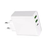 AXRed Ταχυφορτιστής Τριπλός Πρίζας με USB-C Power Delivery 65W & 2x USB-A 24W Max. AX65W