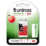 Uniross Hybrio Επαναφορτιζόμενη Μπαταρία 9V 190mAh Ni-MΗ 1τμχ UH19V200