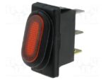 Διακόπτης Rocker IP65 OFF-ON 3 Pin SPST, Φωτιζόμενος Κόκκινος 10A/250VAC, για Άνοιγμα 30.8x11.2mm SCI R13-70B8-01-R