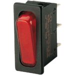 Διακόπτης Rocker OFF-ON 3 Pin SPST, Φωτιζόμενος Κόκκινος 20A/250VAC, για Άνοιγμα 30.6x11mm Marquardt 1830.3112