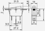 Διακόπτης Rocker OFF-ON 3 Pin SPST, Φωτιζόμενος Κόκκινος 20A/250VAC, για Άνοιγμα 30.6x11mm Marquardt 1830.3112 - Image 2