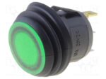 Διακόπτης Rocker IP65 OFF-(ON) 3 Pin SPST, Φωτιζόμενος Πράσινος 10A/28VDC, Φ20.2mm SCI R13-112B8F-02-BGNN-0A-L2