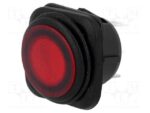 Διακόπτης Rocker IP65 OFF-ON 3 Pin SPST, Φωτιζόμενος Κόκκινος 10A/250VAC, Φ24mm SCI R13-203B84-01-BRRN5