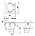 Διακόπτης Rocker IP65 OFF-ON 3 Pin SPST, Φωτιζόμενος Κόκκινος 10A/250VAC, Φ24mm SCI R13-203B84-01-BRRN5 - Image 4