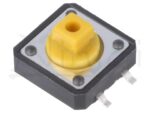 Microswitch TACT 4 Pin Push ON SPST-NO, 1.6N, 0.05A/12VDC, 12x12x7.3mm SMT Ninigi TACTMS-24N-F