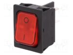 Διακόπτης Rocker OFF-ON 4 Pin DPST, Φωτιζόμενος Κόκκινος 20A/250VAC, για Άνοιγμα 30.6x22mm Marquardt 1835.3112