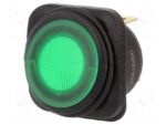 Διακόπτης Rocker IP65 OFF-ON 3 Pin SPST, Φωτιζόμενος Πράσινος 25A/12VDC, Φ24mm SCI R13-203B84-01-BGGN1