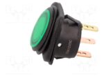 Διακόπτης Rocker IP65 OFF-ON 3 Pin SPST, Φωτιζόμενος Πράσινος 25A/12VDC, Φ24mm SCI R13-203B84-01-BGGN1 - Image 3