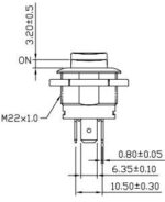 Πιεζοδιακόπτης OFF-ΟΝ με Συγκράτηση, 3 Pin SPST, Φωτιζόμενος Κόκκινος 10A/14VDC, Φ22mm SCI R13-553BL-01 - Image 4