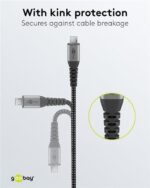 Goobay Καλώδιο Ταχείας Φόρτισης USB-A σε Micro USB 60W 2m Υφασμάτινο με Μεταλλικά Βύσματα Γκρι 49283 - Image 2