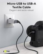 Goobay Καλώδιο Ταχείας Φόρτισης USB-A σε Micro USB 60W 2m Υφασμάτινο με Μεταλλικά Βύσματα Γκρι 49283 - Image 5