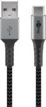 Goobay Καλώδιο Ταχείας Φόρτισης USB-C σε USB-A 60W 1m Υφασμάτινο με Μεταλλικά Βύσματα Γκρι 49296