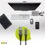 Goobay Καλώδιο Ταχείας Φόρτισης USB-C σε USB-A 60W 1m Υφασμάτινο με Μεταλλικά Βύσματα Γκρι 49296 - Image 3