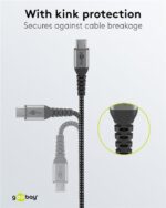 Goobay Καλώδιο Ταχείας Φόρτισης USB-C σε USB-A 60W 1m Υφασμάτινο με Μεταλλικά Βύσματα Γκρι 49296 - Image 4