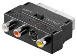 Adaptor Scart Αρσενικό σε 3x RCA Θηλυκά + S-Video Θηλυκό με Διακόπτη In/Out Πλαστικό Μαύρο Goobay 50123