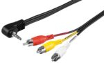 Καλώδιο 3.5mm 4 Pin Αρσενικό σε 3x RCA Αρσενικά 1.5m Μαύρο Goobay 50209