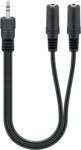 Adaptor 3.5mm Stereo Αρσενικό σε 2x 3.5mm Stereo Θηλυκά 20cm Μαύρο Goobay 50464