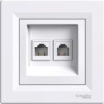 Schneider Electric Πρίζα Τηλεφώνου RJ11 Διπλή Χωνευτή Asfora EPH4200121