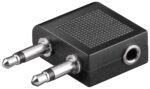 Adaptor 2x3.5mm Mono Αρσενικό σε 3.5mm Θηλυκό Stereo Αεροπορικού Τύπου Πλαστικό Μαύρο Goobay 61004