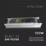 Τροφοδοτικό Switching για Ταινίες LED 12VDC 10A/120W Μεταλλικό Slim με Κλέμες V-TAC 3243 - Image 4