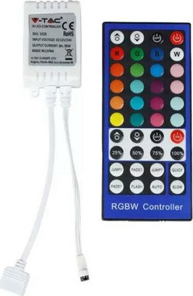 629630-o1.jpg Controller για Ταινίες LED RGB+W 12/24VDC 96/192W με Τηλεχειριστήριο IR V-TAC 3326 - Image 1