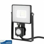 V-TAC 437 Προβολέας LED 10W με Ανιχνευτή Κίνησης  800lm IP65 Φυσικό Λευκό 4000K Μαύρο VT-10-S