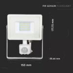 V-TAC 449 Προβολέας LED 20W με Ανιχνευτή Κίνησης 1600lm IP65 Φυσικό Λευκό 4000Κ Λευκός VT-20-S - Image 2