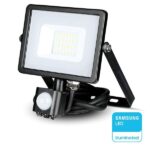 V-TAC 452 Προβολέας LED 20W με Ανιχνευτή Κίνησης 1600lm IP65 Φυσικό Λευκό 4000Κ Μαύρος VT-20-S