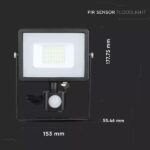 V-TAC 452 Προβολέας LED 20W με Ανιχνευτή Κίνησης 1600lm IP65 Φυσικό Λευκό 4000Κ Μαύρος VT-20-S - Image 2