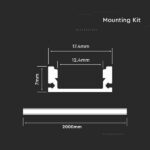 Προφίλ Αλουμινίου για Ταινίες LED 200x1.74x0.7cm Ασημί V-TAC 3355 - Image 5