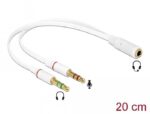 Adaptor Delock 65585 για Διαχωρισμό Ήχου & Μικροφώνου για Headset με 1 Βύσμα 3.5mm Λευκό