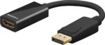Adaptor DisplayPort v1.2 Αρσενικό σε HDMI Θηλυκό 10cm με Επίχρυσα Βύσματα Μαύρο Goobay 67881