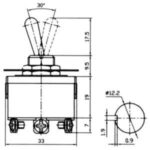 Διακόπτης Μοχλού Toggle ON-OFF-(ON) 6 Pin DP3T, 10A/250VAC, Φ12mm KN3C-213Α-A3 - Image 2