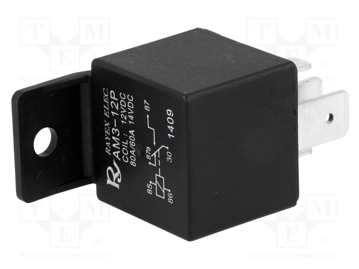 717010-o1.jpg Ρελέ Ηλεκτρομαγνητικό Οχήματος 12VDC 80A 1 Επαφής N.C+N.O. 5 Pin Faston AM3-12P Recoy - Image 1