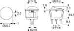 Διακόπτης Rocker ON-OFF-ON 3 Pin SP3T, 10A/250VAC, Φ20.2mm SCI R13-112D-BB-7D - Image 4
