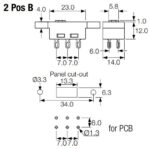 Διακόπτης Συρόμενος 230-115V 6 Pin DPDT, 10A/250VAC, 23x14x12mm Bulgin T22205B436B - Image 3