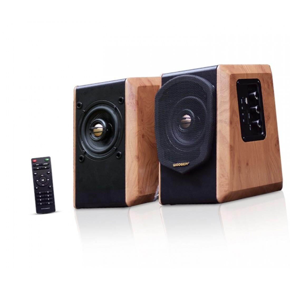 741725-o1.jpg Wooger W25 Ζεύγος Ηχείων 50W με Ενισχυτή FM/USB/SD/Bluetooth Καφέ - Image 1
