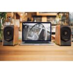 Wooger W25 Ζεύγος Ηχείων 50W με Ενισχυτή FM/USB/SD/Bluetooth Καφέ - Image 3