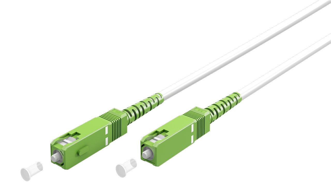 7560794650-o1.jpg Καλώδιο Σύνδεσης Οπτικής Ίνας SC/SC APC 10m για FTTH Router OS2 Single Mode LSZH Ø3mm Λευκό Goobay 59598 - Image 1