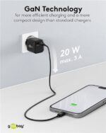 Goobay Mini Ταχυφορτιστής Πρίζας με USB-C Power Delivery 20W Τεχνολογίας GaN 74.3x35.8x35.8mm Μαύρος 76690 - Image 3