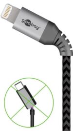 Goobay Καλώδιο Ταχείας Φόρτισης Lightning σε USB-C 15W 2m Υφασμάτινο με Μεταλλικά Βύσματα Γκρι 49272 - Image 2