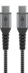 Goobay Καλώδιο Ταχείας Φόρτισης USB-C σε USB-C 60W 1m Υφασμάτινο με Μεταλλικά Βύσματα Γκρι 49302