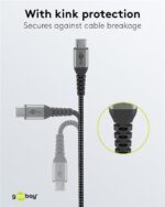 Goobay Καλώδιο Ταχείας Φόρτισης USB-C σε USB-C 60W 1m Υφασμάτινο με Μεταλλικά Βύσματα Γκρι 49302 - Image 3