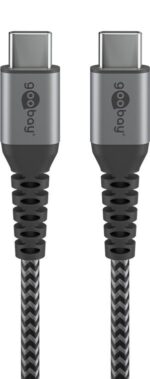 Goobay Καλώδιο Ταχείας Φόρτισης USB-C σε USB-C 60W 0.5m Υφασμάτινο με Μεταλλικά Βύσματα Γκρι 49301