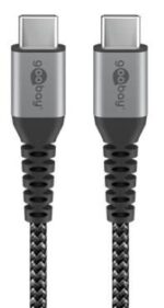 Goobay Καλώδιο Ταχείας Φόρτισης USB-C σε USB-C 60W 2m Υφασμάτινο με Μεταλλικά Βύσματα Γκρι 49303