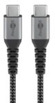 Goobay Καλώδιο Ταχείας Φόρτισης USB-C σε USB-C 60W 2m Υφασμάτινο με Μεταλλικά Βύσματα Γκρι 49303